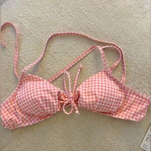 Cupshe Pink and White Gingham Bikini Top